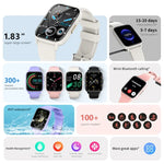 DM60+ đồng hồ thể thao thông minh BT5.2 1,83 inch, Hỗ trợ gọi Bluetooth / Giấc ngủ / Đường huyết / Oxy trong máu / Nhiệt độ / Nhịp tim / Huyết áp theo dõi sức khỏe