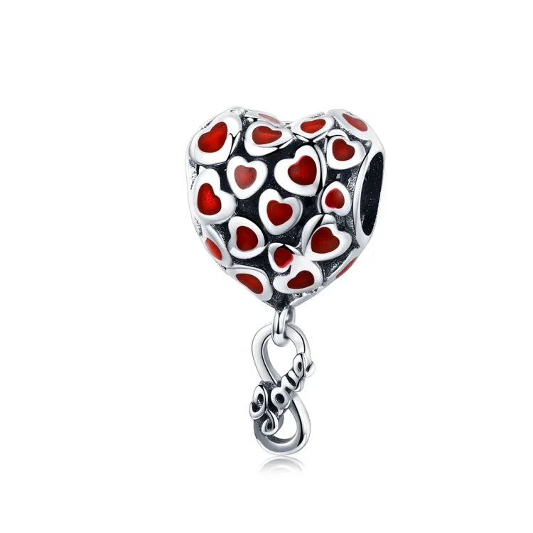 Phụ kiện vòng tay vòng cổ hạt trái tim đỏ bạc S925 Sterling