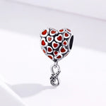Phụ kiện vòng tay vòng cổ hạt trái tim đỏ bạc S925 Sterling