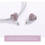 Phụ kiện vòng tay vòng cổ hạt trái tim đỏ bạc S925 Sterling