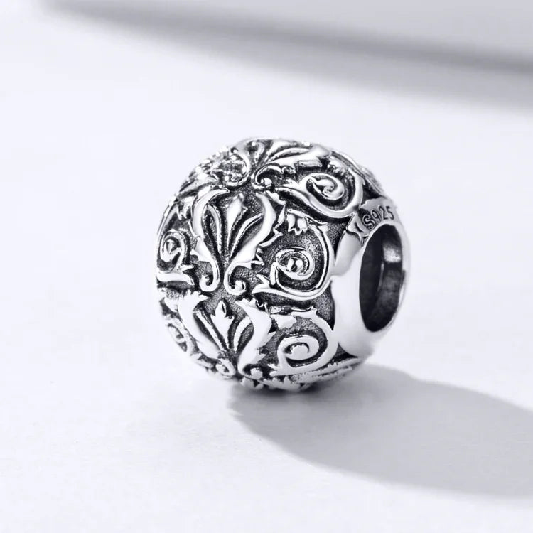 Phụ kiện vòng tay vòng cổ hạt hoa cổ điển họa tiết bạc S925 Sterling