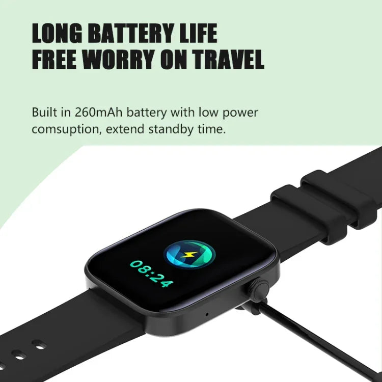 Đồng hồ Thông minh Bluetooth Màn hình TFT 1.8 inch P43, Hỗ trợ Giám sát Nhịp tim & Hơn 100 Chế độ Thể thao