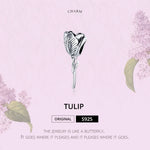 Phụ kiện vòng tay vòng cổ hạt hoa tulip bạc S925 Sterling