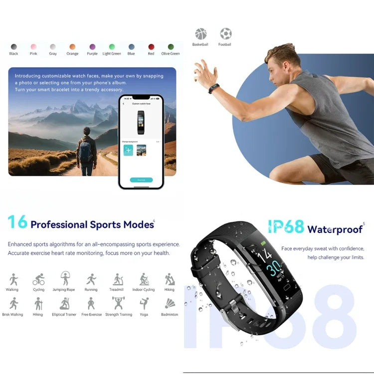 Vòng đeo tay thông minh S5-4 chống nước IP68, Đo nhịp tim, Theo dõi thể thao và sức khỏe