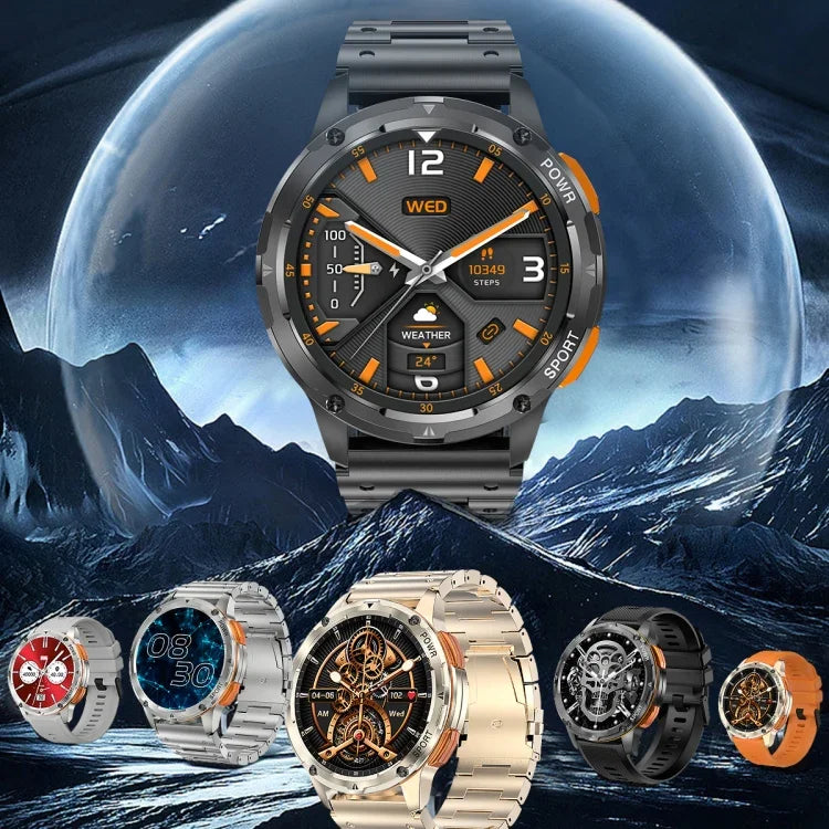 Đồng hồ thông minh LEMFO AK59 màn hình tròn AMOLED 1.43 inch, Dây thép