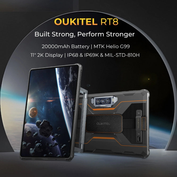 Máy tính bảng bền OUKITEL RT8 mạng 4G IP68/IP69K, 11 inch Android 13 MediaTek Helio G99 Quad Core hỗ trợ 2 SIM, phích cắm EU, RT8 6GB+256GB