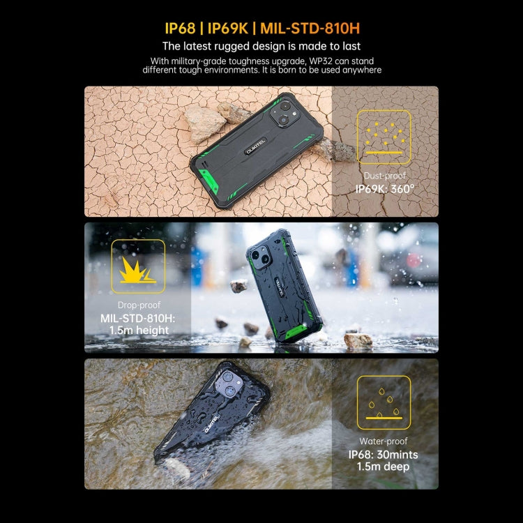 Oukitel WP32, IP68/IP69K, Màn hình 5.93 inch Android 13 Unisoc Tiger T606 Octa-core, NFC, OTG, Mạng: 4G, 4GB+128GB