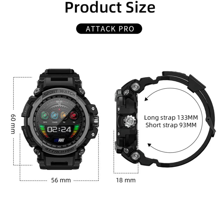 Đồng hồ thể thao thông minh LOKMAT ATTACK Pro 1.39 inch BT5.1, Hỗ trợ gọi Bluetooth / Giấc ngủ / Nhịp tim / Huyết áp