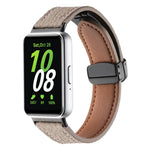 Dây đồng hồ da khóa đen từ tính họa tiết Litchi, dành cho Samsung Galaxy Fit 3
