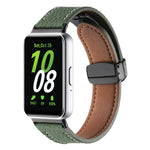 Dây đồng hồ da khóa đen từ tính họa tiết Litchi, dành cho Samsung Galaxy Fit 3