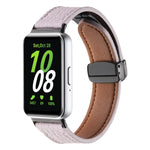 Dây đồng hồ da khóa đen từ tính họa tiết Litchi, dành cho Samsung Galaxy Fit 3