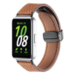 Dây đồng hồ da khóa đen từ tính họa tiết Litchi, dành cho Samsung Galaxy Fit 3