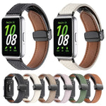 Dây đồng hồ da khóa đen từ tính họa tiết Litchi, dành cho Samsung Galaxy Fit 3