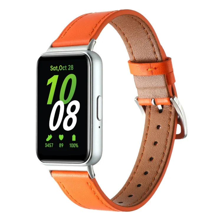 Dây đồng hồ da thật chỉ may, dành cho Samsung Galaxy Fit 3