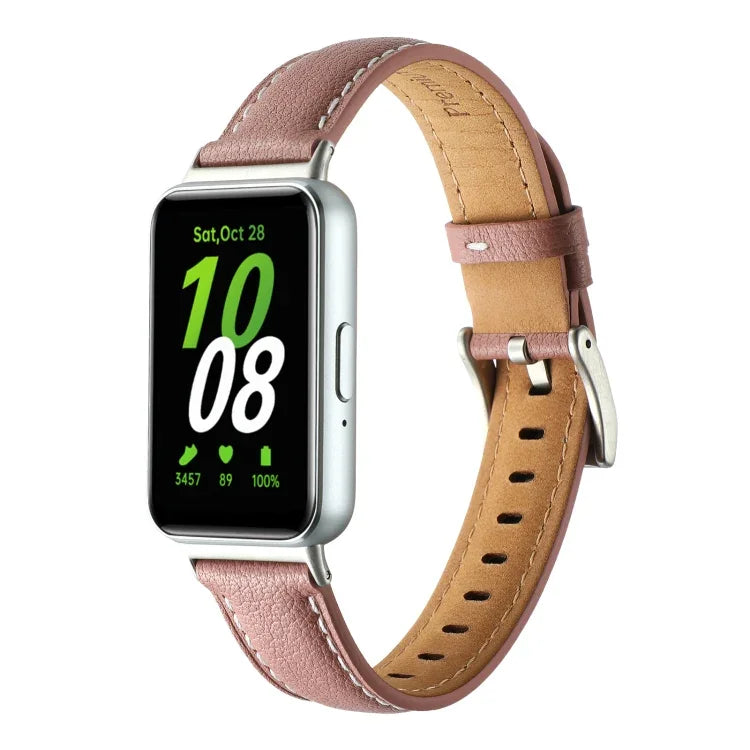 Dây đồng hồ da thật đuôi nhọn, dành cho Samsung Galaxy Fit 3