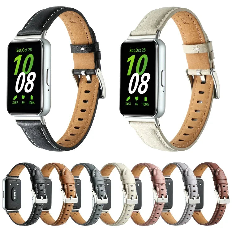 Dây đồng hồ da thật đuôi nhọn, dành cho Samsung Galaxy Fit 3