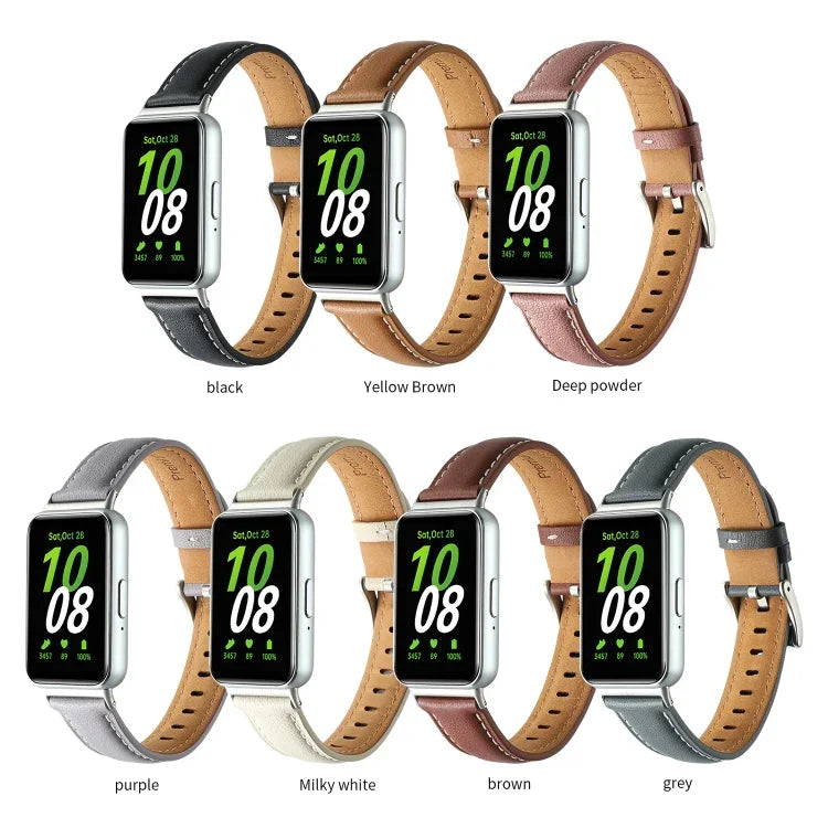 Dây đồng hồ da thật đuôi nhọn, dành cho Samsung Galaxy Fit 3