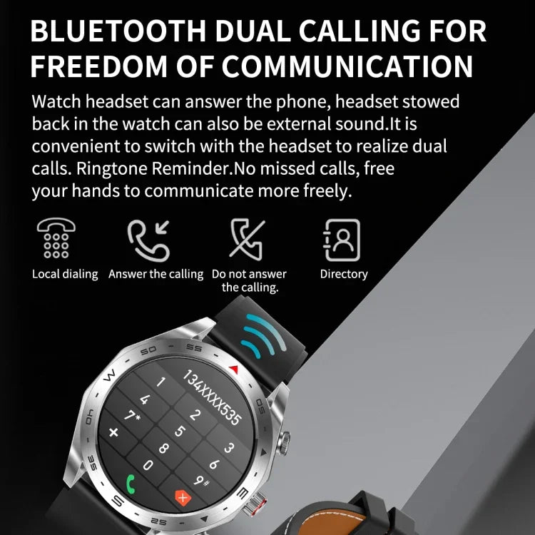 Đồng hồ thông minh LEMFO T95 màn hình IPS 1.52 inch, Tai nghe Bluetooth 2 trong 1, Hỗ trợ theo dõi sức khỏe