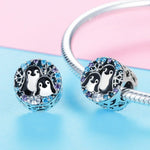 Phụ kiện vòng tay bạc S925 Sterling hình chim cánh cụt nhà với hạt kim cương
