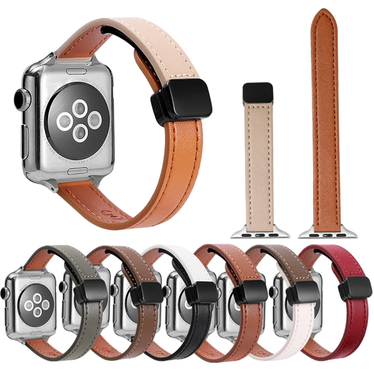 Dây đồng hồ da thật mảnh khóa nam châm, Dành cho Apple Watch 38mm