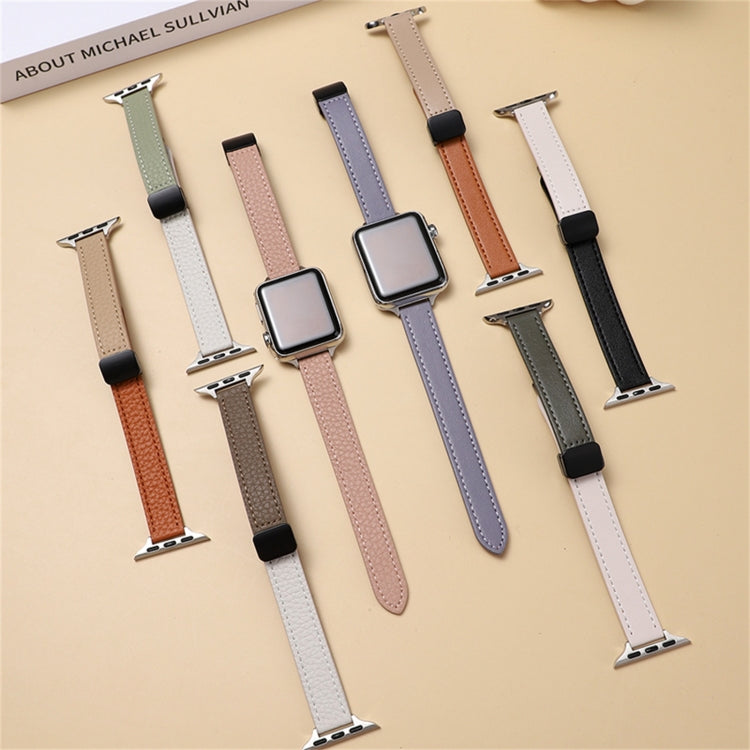 Dây đồng hồ da thật mảnh khóa nam châm, Dành cho Apple Watch 38mm