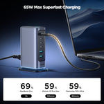 Sạc đa cổng JOYROOM JR-TCM02 6 trong 1 65W GaN 4 USB-C & 2 USB-A, phích cắm EU, phích cắm UK