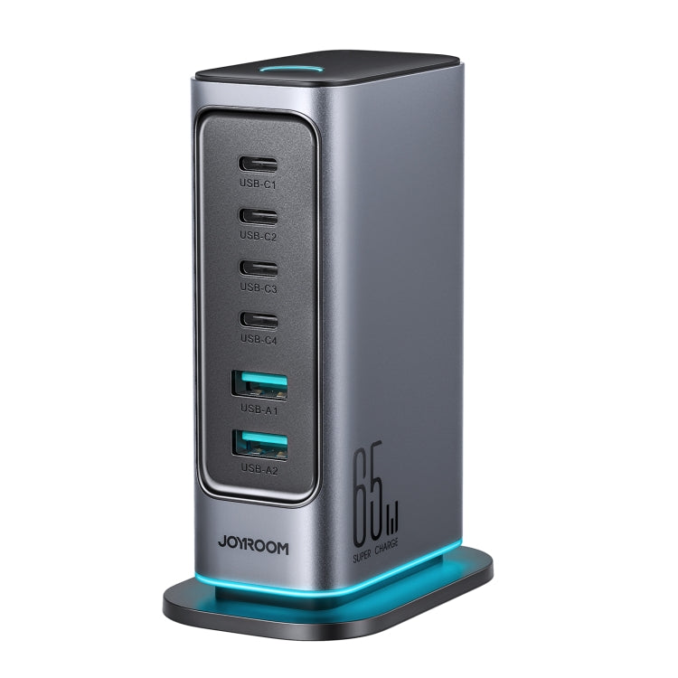 Sạc đa cổng JOYROOM JR-TCM02 6 trong 1 65W GaN 4 USB-C & 2 USB-A, phích cắm EU, phích cắm UK