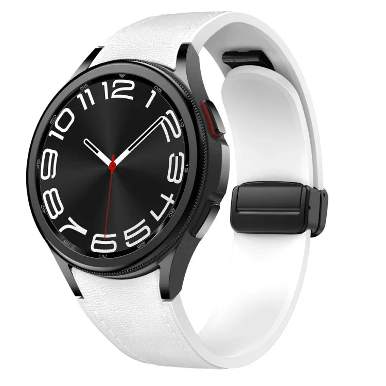 Dây đồng hồ silicone da khóa đen từ tính, dành cho Samsung Galaxy Watch 6