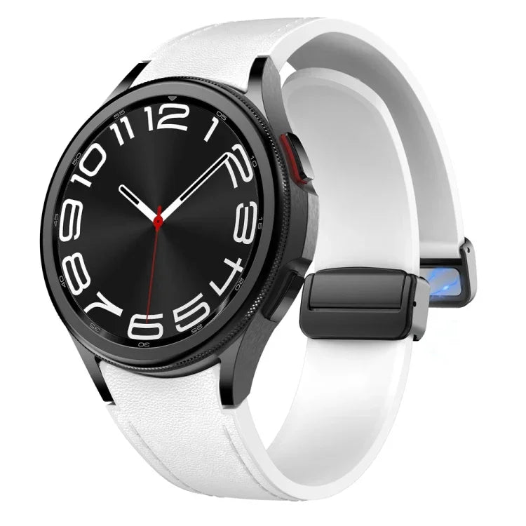 Dây đồng hồ silicone da khóa đen từ tính, dành cho Samsung Galaxy Watch 6