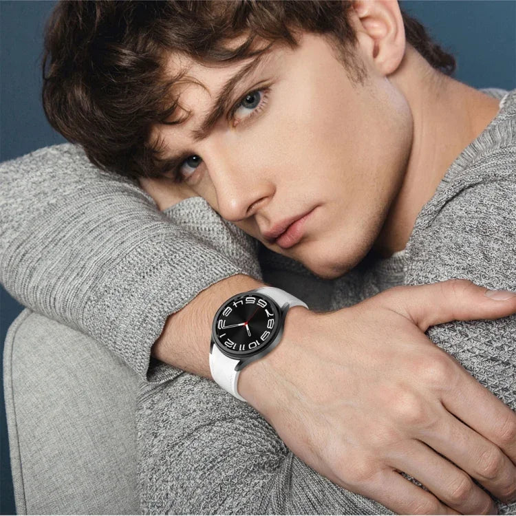 Dây đồng hồ silicone da khóa đen từ tính, dành cho Samsung Galaxy Watch 6