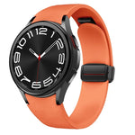 Dây đồng hồ silicone da khóa đen từ tính, dành cho Samsung Galaxy Watch 6