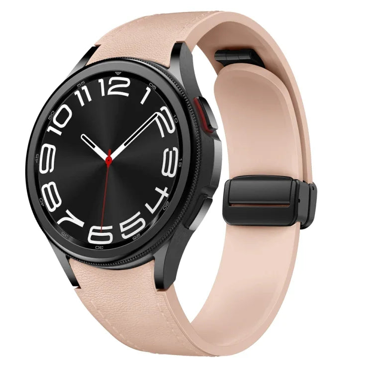 Dây đồng hồ silicone da khóa đen từ tính, dành cho Samsung Galaxy Watch 6