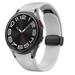 Dây đồng hồ silicone da khóa đen từ tính, dành cho Samsung Galaxy Watch 6