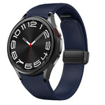 Dây đồng hồ silicone da khóa đen từ tính, dành cho Samsung Galaxy Watch 6