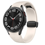 Dây đồng hồ silicone da khóa đen từ tính, dành cho Samsung Galaxy Watch 6