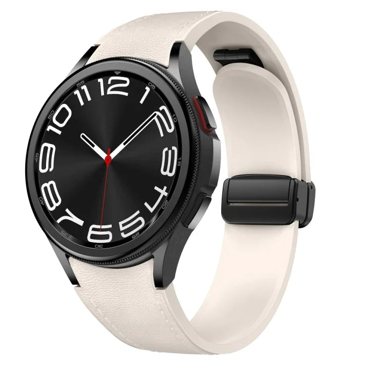 Dây đồng hồ silicone da khóa đen từ tính, dành cho Samsung Galaxy Watch 6