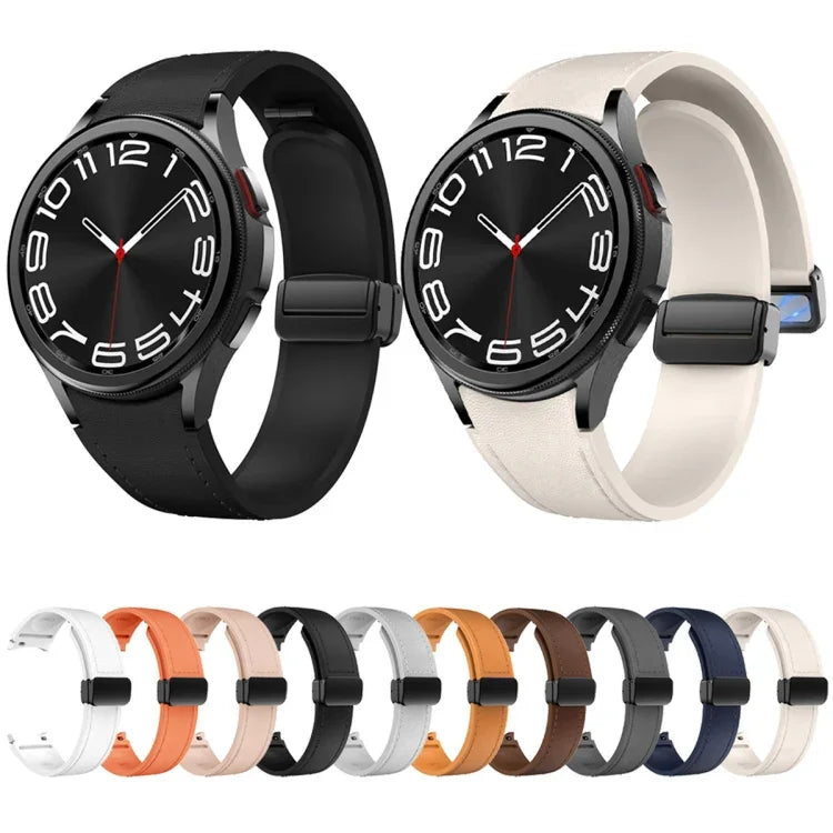 Dây đồng hồ silicone da khóa đen từ tính, dành cho Samsung Galaxy Watch 6