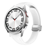 Dây đeo đồng hồ da silicone bạc mảnh có khóa nam châm, dành cho Samsung Galaxy Watch 6