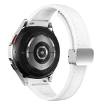 Dây đeo đồng hồ da silicone bạc mảnh có khóa nam châm, dành cho Samsung Galaxy Watch 6