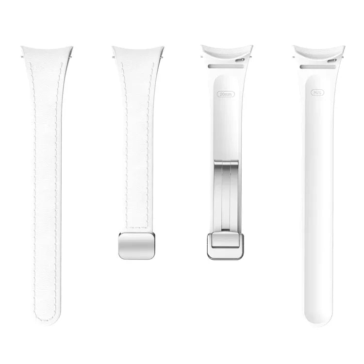 Dây đeo đồng hồ da silicone bạc mảnh có khóa nam châm, dành cho Samsung Galaxy Watch 6