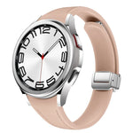 Dây đeo đồng hồ da silicone bạc mảnh có khóa nam châm, dành cho Samsung Galaxy Watch 6