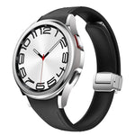 Dây đeo đồng hồ da silicone bạc mảnh có khóa nam châm, dành cho Samsung Galaxy Watch 6