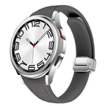 Dây đeo đồng hồ da silicone bạc mảnh có khóa nam châm, dành cho Samsung Galaxy Watch 6