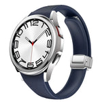 Dây đeo đồng hồ da silicone bạc mảnh có khóa nam châm, dành cho Samsung Galaxy Watch 6