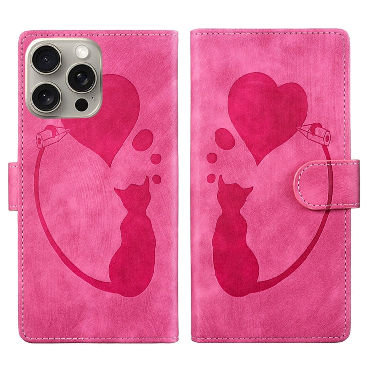 Bao da điện thoại bằng da dập nổi hình bút, trái tim và mèo, dành cho iPhone 17 Pro Max, dành cho iPhone 17 Pro, dành cho iPhone 17, dành cho iPhone Air, dành cho iPhone 15 Pro Max, dành cho iPhone 15 Pro, dành cho iPhone 15 Plus, dành cho iPhone 15