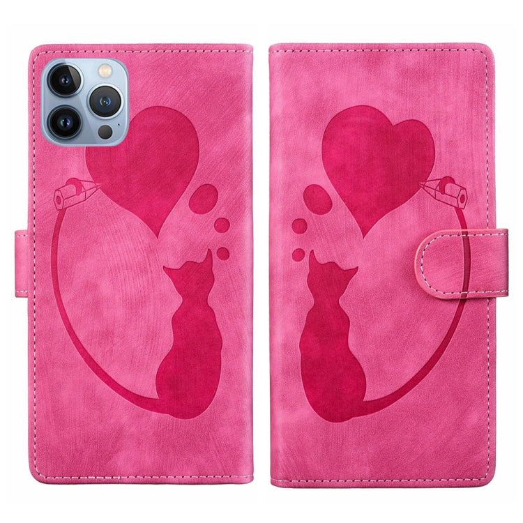 Ốp điện thoại da dập nổi hình bút trái tim mèo, Dành cho iPhone 13 mini, Dành cho iPhone 12, Dành cho iPhone 12 Pro Max, Dành cho iPhone 12 Pro, Dành cho iPhone 12 mini, Dành cho iPhone 11 Pro Max, Dành cho iPhone 11, Dành cho iPhone 11 Pro