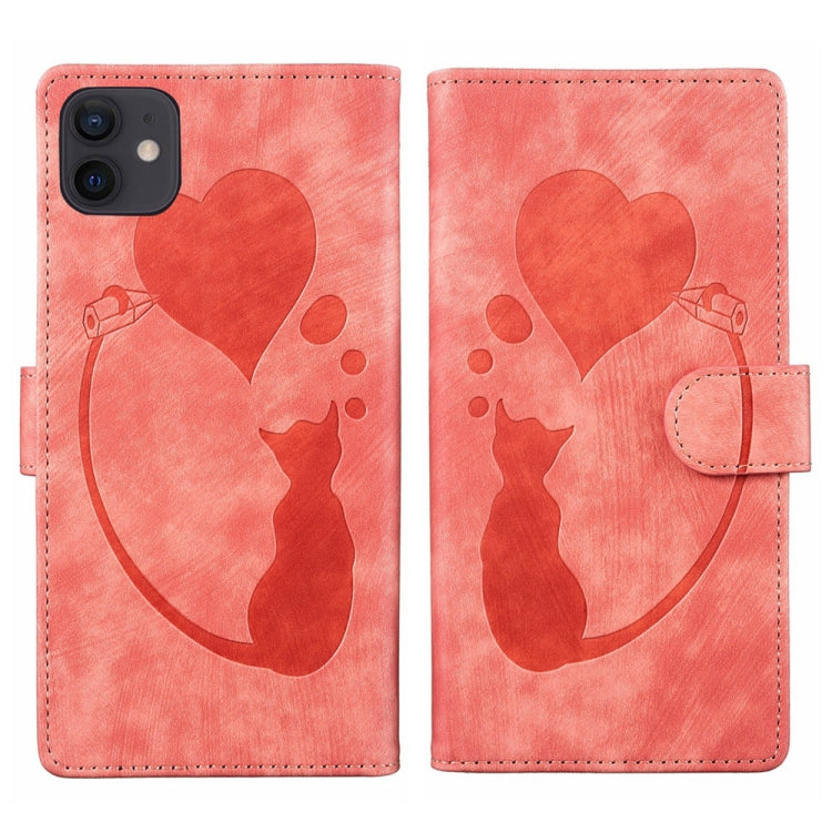 Ốp điện thoại da dập nổi hình bút trái tim mèo, Dành cho iPhone 13 mini, Dành cho iPhone 12, Dành cho iPhone 12 Pro Max, Dành cho iPhone 12 Pro, Dành cho iPhone 12 mini, Dành cho iPhone 11 Pro Max, Dành cho iPhone 11, Dành cho iPhone 11 Pro