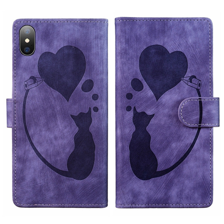 Bao da điện thoại in nổi hình trái tim mèo Pen Heart, dành cho iPhone X / XS, dành cho iPhone XR, dành cho iPhone XS Max, dành cho iPhone 7 Plus / 8 Plus