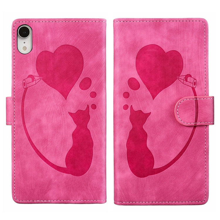 Bao da điện thoại in nổi hình trái tim mèo Pen Heart, dành cho iPhone X / XS, dành cho iPhone XR, dành cho iPhone XS Max, dành cho iPhone 7 Plus / 8 Plus
