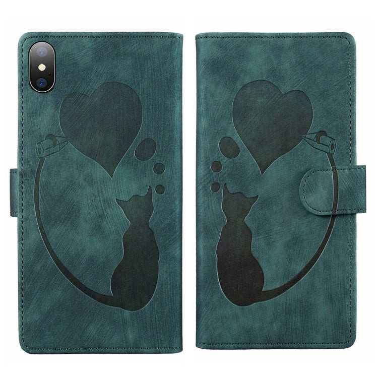 Bao da điện thoại in nổi hình trái tim mèo Pen Heart, dành cho iPhone X / XS, dành cho iPhone XR, dành cho iPhone XS Max, dành cho iPhone 7 Plus / 8 Plus